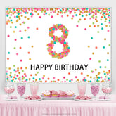 Bunt Funkeln Flecken Glücklich 8 Geburtstag Party Hintergrund